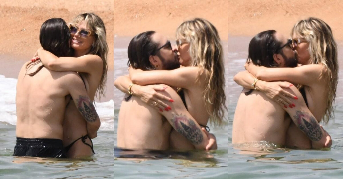 Хајди Клум и сопругот како тинејџери на плажа, се опуштија со страсни бакнежи и прегратки на Сардинија