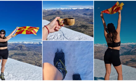 Ледената Бетика во шорц се качи на Алпите и го развиори македонското знаме